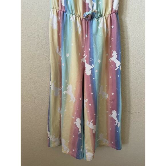 Heart & Arrows Unicorn Rainbow Stars Elastic Waist Wide Leg Jumpsuit Size 4 - Picture 3 of 8